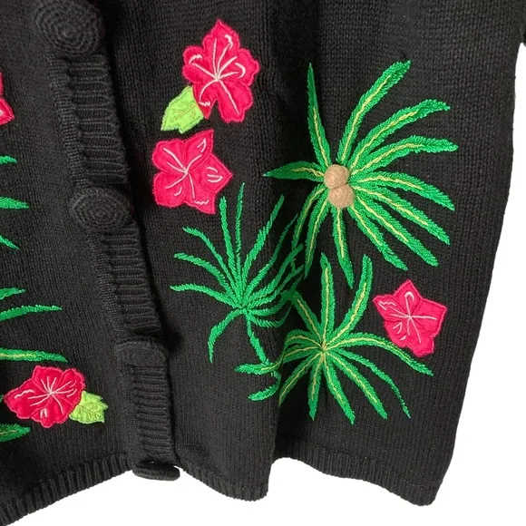 Designers Studio Originals VTG Short Sleeve Knit Palm Flamingo Sweater 1X - Picture 6 of 11